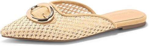 Coutgo Womens Mules Flats Metal Closed Pointed Toe Slip On Slides Summer Dress Shoes in Saudi Arabia