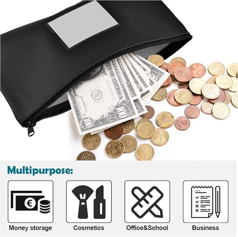 12 Pack Money Bags with Zipper, PU Leather Cash Pouches with Label, 11 x 6 Inches Bank Deposit Bag for Coins, Bills, Checks, Invoices, Cosmetics, Tools, 12 colors in Saudi Arabia