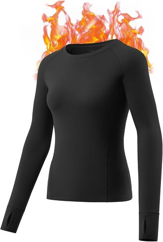 قمصان ملابس داخلية حرارية للنساء: قميص داخلي مبطن بالصوف بأكمام طويلة، قميص حراري فائق النعومة للطقس البارد in Kuwait