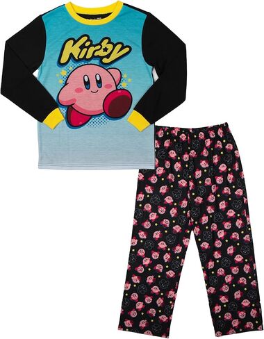 مجموعة ملابس نوم Bioworld Youth Kirby: تي شيرت بأكمام طويلة، وسروال نوم قصير، وسروال نوم in Saudi Arabia