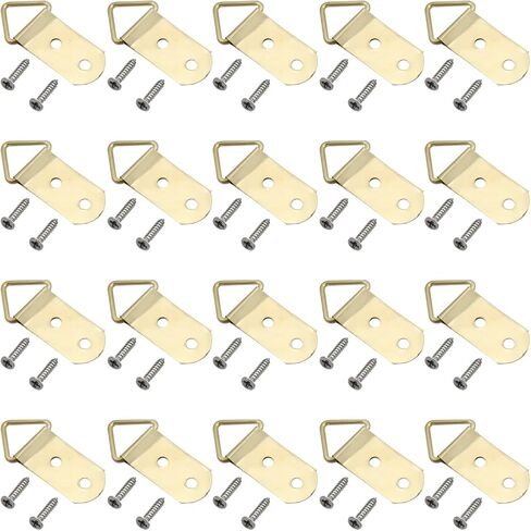 Yinpecly 50Pcs Double Holes Triangle Ring Picture Hangers 24 x 17mm for Hanging Hook Frame Mirror Artwork Clock Gold Tone in Kuwait