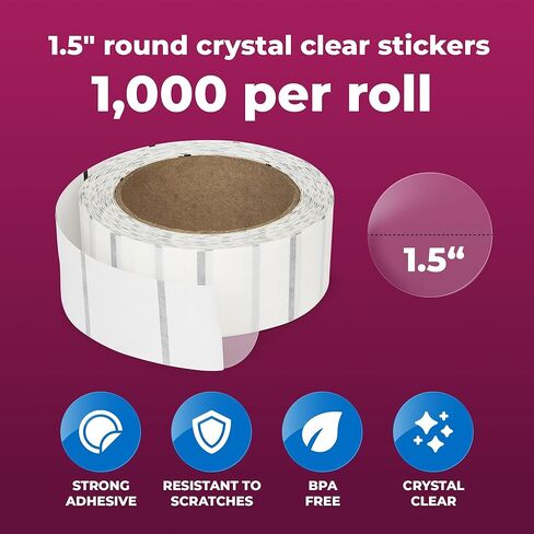 NextDayLabels Clear Circle Stickers - 1,000 Count 1.5" Round Sealing Labels on Roll - Clear Wafer Stickers for Packaging, Mailing, Retail, Crafts, and Envelopes - Made in USA in Saudi Arabia