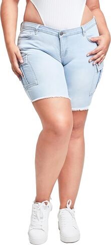 YMI Women's Women's Plus Size Low Rise Frayed Cargo Bermuda Shorts in Saudi Arabia