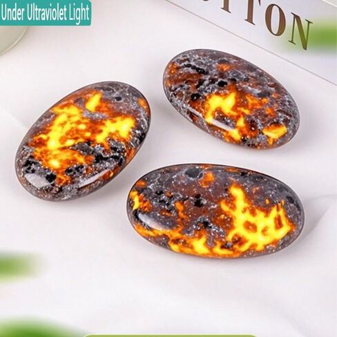 3 قطعة لهب بيضاوي حجر يوبيرلايت 2 "-2.4" لصخور النافورة ديكور بلورات استشفاء يوبيرلايت حجر قلق النخيل in Kuwait