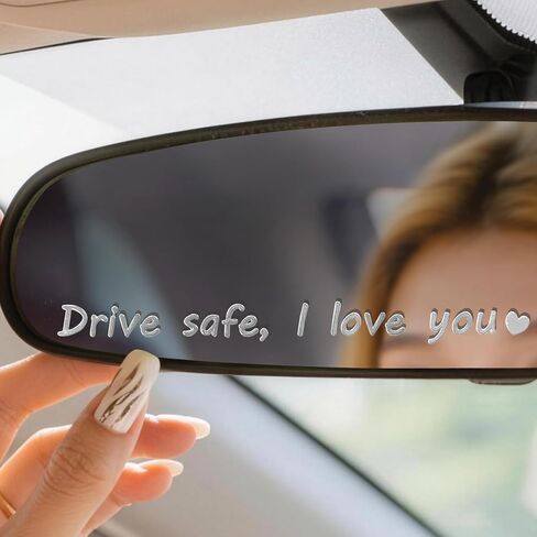 3 قطع ملصق مرآة I Love You للقيادة الآمنة، شارات معدنية للسيارات للرجال والنساء، ملحقات مرآة الرؤية الخلفية، ديكور داخلي لطيف للسيارة، هدايا جديدة للسائق (فضي) in Kuwait