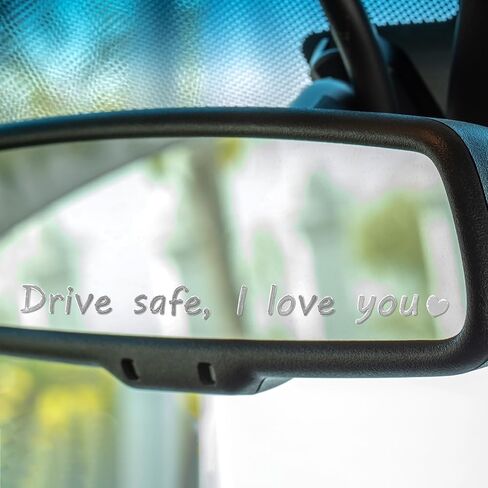 3 قطع ملصق مرآة I Love You للقيادة الآمنة، شارات معدنية للسيارات للرجال والنساء، ملحقات مرآة الرؤية الخلفية، ديكور داخلي لطيف للسيارة، هدايا جديدة للسائق (فضي) in Kuwait