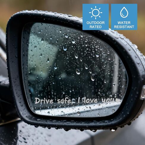 3 قطع ملصق مرآة I Love You للقيادة الآمنة، شارات معدنية للسيارات للرجال والنساء، ملحقات مرآة الرؤية الخلفية، ديكور داخلي لطيف للسيارة، هدايا جديدة للسائق (فضي) in Kuwait