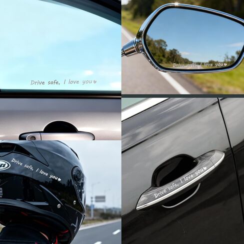 3 قطع ملصق مرآة I Love You للقيادة الآمنة، شارات معدنية للسيارات للرجال والنساء، ملحقات مرآة الرؤية الخلفية، ديكور داخلي لطيف للسيارة، هدايا جديدة للسائق (فضي) in Kuwait