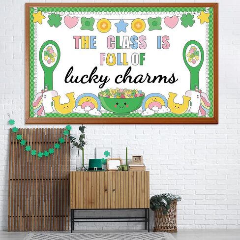 لوحة إعلانات يوم القديس باتريك لتزيين لوحة الحظ شامروك الورقية مجموعة لوحة إعلانات للفصل الدراسي لعيد القديس باتريك مع وحيد القرن لعطلة الأيرلندية في مارس ومدرسة رياض الأطفال وديكور جدار باب الفصل الدراسي in Kuwait
