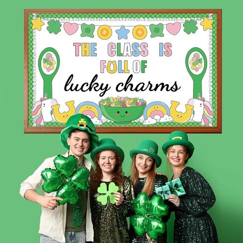 لوحة إعلانات يوم القديس باتريك لتزيين لوحة الحظ شامروك الورقية مجموعة لوحة إعلانات للفصل الدراسي لعيد القديس باتريك مع وحيد القرن لعطلة الأيرلندية في مارس ومدرسة رياض الأطفال وديكور جدار باب الفصل الدراسي in Kuwait