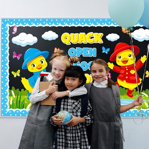 Spring Reading Bulletin Board Decoration Set, Yellow Duck Quack Classroom Decorations Duck Book Butterfly Cutouts March April Library School Nursery Home Window Wall Chalkboard Door Decor for Teacher in Kuwait