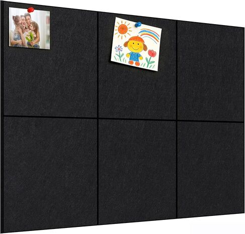 لوحة إعلانات من اللباد، لوحة فلين كبيرة مقاس 91.44 سم × 60.96 سم، 6 عبوات من بلاط الحائط اللباد مع 35 قطعة من دبابيس الدفع، ولوحات الدبوس للمكتب والمنزل والفصول الدراسية in Kuwait