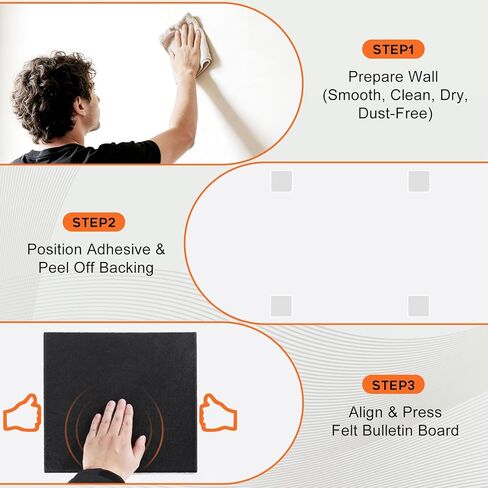 لوحة إعلانات من اللباد، لوحة فلين كبيرة مقاس 91.44 سم × 60.96 سم، 6 عبوات من بلاط الحائط اللباد مع 35 قطعة من دبابيس الدفع، ولوحات الدبوس للمكتب والمنزل والفصول الدراسية in Kuwait
