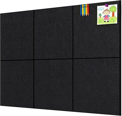 لوحة إعلانات من اللباد، لوحة فلين كبيرة مقاس 91.44 سم × 60.96 سم، 6 عبوات من بلاط الحائط اللباد مع 35 قطعة من دبابيس الدفع، ولوحات الدبوس للمكتب والمنزل والفصول الدراسية in Kuwait