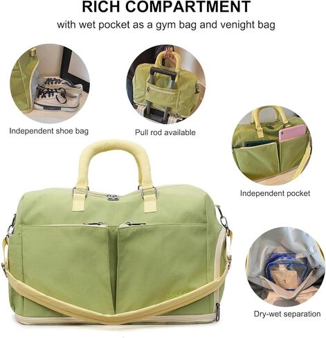 Duffle Bag Gym Bag for Men and Women, Expandable Travel Duffel Bag with Shoe and Wet Compartment，Waterproof Bags for Sports Fitness Workout Travel (Green) in Saudi Arabia