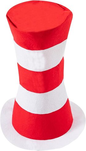 Cat Hat Costume for Adult Red White Striped Top Hat Furry Red Bow Tie White Gloves Cosplay Halloween Accessory Set in Kuwait