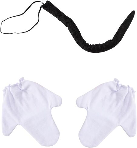 Cat Hat Costume for Adult Red White Striped Top Hat Furry Red Bow Tie White Gloves Cosplay Halloween Accessory Set in Kuwait