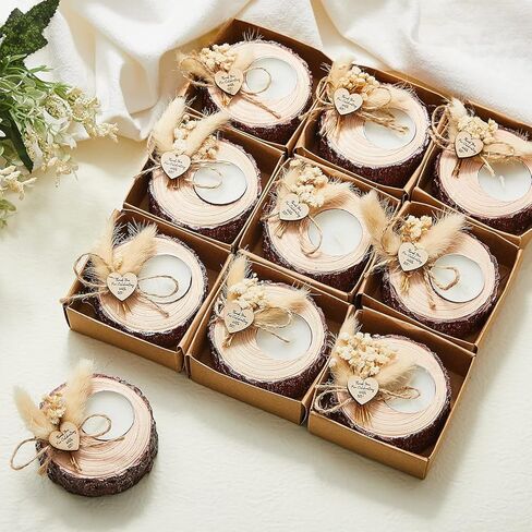 12 Pcs Wedding Favor Candle Holders Bridal Shower Favors Candles Rustic Wedding Favors Wedding Souvenirs for Guest Gifts Wedding Party Favors Wedding Decorations in Kuwait