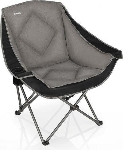 CAMPHILL Heated Camping Chairs,Oversized Padded Heating Lawn Chair with Cup Holder,Wide&Thick,Heavy Duty Folding for Patio,Tailgates,and Sports,Battery NOT Included,Black in Kuwait