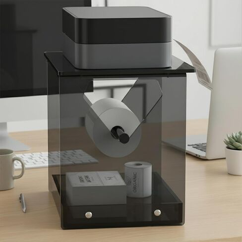 Acrylic Label Holder for Thermal Printer, 2-in-1 Desktop Stand for Fan-Fold & Roll Shipping Labels. Stable Thermal Label Roll Holder Featuring Anti-Slip Pads & Silicone Ring Limiters Office & Home in Kuwait