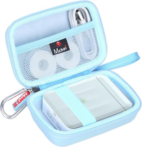 جراب Mchoi الصلب يناسب صانع ملصقات الإصدار المحسن من NIIMBOT D11/D110 لبكرة ورق شريط الملصقات وكابل USB، الجراب فقط (أزرق) in Saudi Arabia