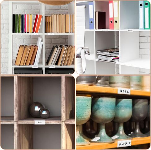 150 Pcs Shelf Label Holders, Clear Plastic Label Holder Clips for Wood Shelves & Wire Shelves, 2.4" L x 1" H Book Shelf Tags, Price Tag Holder for Retail, Supermarket, Library, Pantry&Office Organize in Saudi Arabia