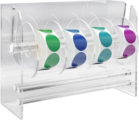 Adjustable Label Dispenser, Acrylic Sticker Roll Holder Dispenser Sticker Holder Label Stand for Holding Office and Home (Size:6 Disks) in Saudi Arabia
