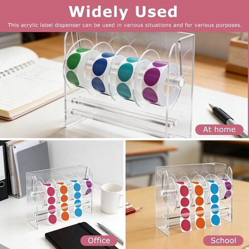 Adjustable Label Dispenser, Acrylic Sticker Roll Holder Dispenser Sticker Holder Label Stand for Holding Office and Home (Size:6 Disks) in Saudi Arabia