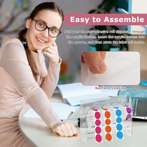 Adjustable Label Dispenser, Acrylic Sticker Roll Holder Dispenser Sticker Holder Label Stand for Holding Office and Home (Size:6 Disks) in Saudi Arabia