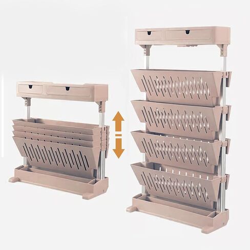 Practical Trolley Storage Rack Mobile Folding Trolley with Wheels 5-Layer Movable Bookshelf and Desk Side Trolley for Office Dormitory, Classroom in Saudi Arabia