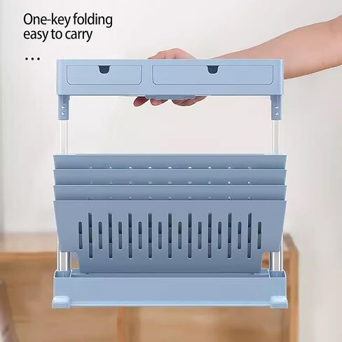 Practical Trolley Storage Rack Mobile Folding Trolley with Wheels 5-Layer Movable Bookshelf and Desk Side Trolley for Office Dormitory, Classroom in Saudi Arabia