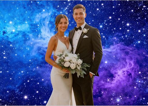 خلفية المجرة 7 × 5 قدم خلفية صورة سديم الفضاء المرصعة بالنجوم الكون - جدار المجرة الكونية المعلقة لديكور غرفة النوم وديكورات الحفلات مع شريط 32.81 قدم، قماش بوليستر in Kuwait