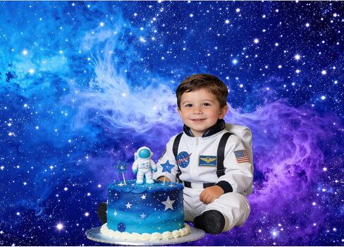 خلفية المجرة 7 × 5 قدم خلفية صورة سديم الفضاء المرصعة بالنجوم الكون - جدار المجرة الكونية المعلقة لديكور غرفة النوم وديكورات الحفلات مع شريط 32.81 قدم، قماش بوليستر in Kuwait