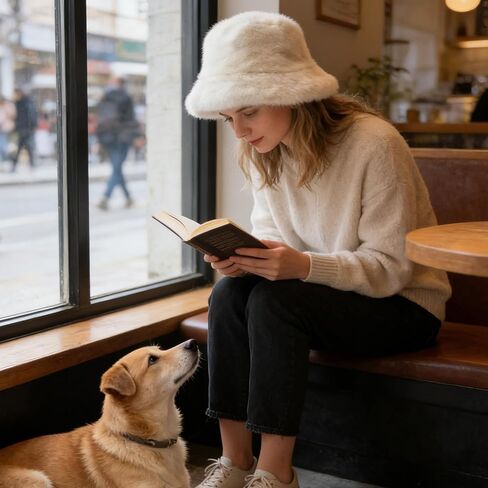 قبعات شتوية غامضة من الفرو الصناعي من غزني للنساء، قبعات دلو بيضاء دافئة من الفرو للرجال والنساء، قبعة شتوية ناعمة ومريحة in Kuwait