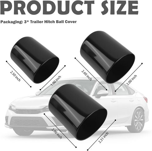 3PCS Trailer Hitch Ball Cover Kit,Multi-Size Trailer Ball Cover Kit for 1-7/8",2",2-5/16",Universal Trailers Hitch Covers Car Accessories for Protecting Trailers Hitches Balls in Saudi Arabia