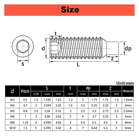 Socket Screws Allen Key 304 Stainless Steel Hexagon Socket Set Screw Cylindrical Head Machine Top Thread Headless(16mm,M8) in Saudi Arabia