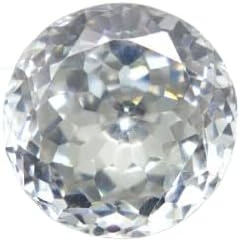63Ct Natural White Zircon Gemstone Round Cut 19x13.3mm | Certified Faceted Loose Zircon | Big Size Jewelry-Grade Stone in Saudi Arabia