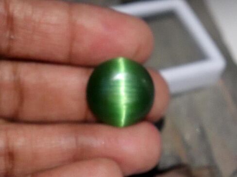 13Ct Natural Round Cut Dark Green Color Cat's Eye Chrysoberyl Certified Loose Gemstone for Jewellery Making in Saudi Arabia