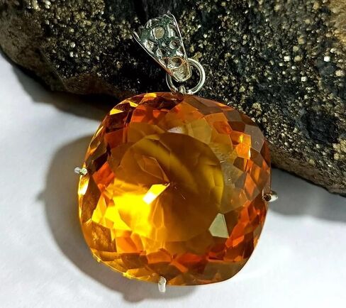 96.00 Ct Cushion Cut Yellow Natural Citrine 925 Solid Silver Pendant Gemstone for jewelry making in Saudi Arabia