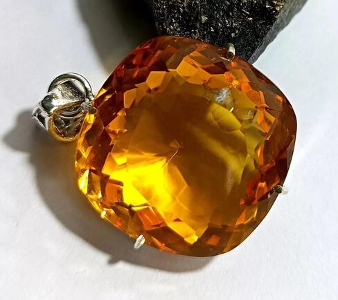 96.00 Ct Cushion Cut Yellow Natural Citrine 925 Solid Silver Pendant Gemstone for jewelry making in Saudi Arabia