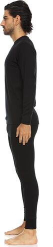 100% صوف ميرينو - الجزء العلوي والسفلي ثقيل الوزن للرجال - مجموعة طبقة أساسية حرارية - أسود - صغير in Saudi Arabia