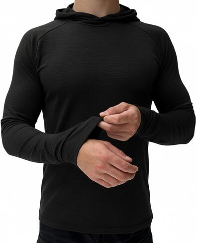 100% Merino Wool Shirt for Men with Hood – Lightweight & UV-Protective – Base Layer Mens in Saudi Arabia