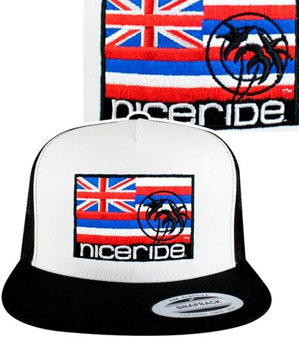 "Hawaii Flag Trucker Classic Snapback Trucker Baseball Hat Black/White/Black (One Size) in Saudi Arabia