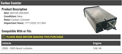 Carbon Canister - Compatible with 2000-2005 Buick LeSabre 3.8L V6 in Saudi Arabia