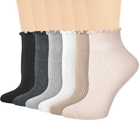 جوارب مكشكشة للنساء، جوارب قطنية خفيفة الوزن كاجوال كاجوال خفيفة الوزن، 6 قطع in Kuwait