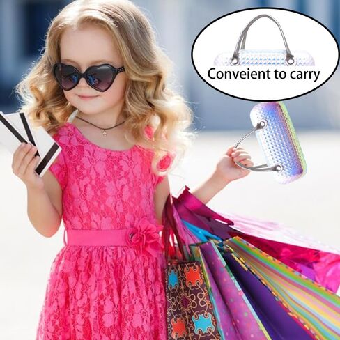 حافظة نظارات كرتونية لطيفة للفتيات والأطفال مقاومة للماء، مع مقبض، تصميم بنمط ماسي فاخر، تخزين النظارات للنظارات الشمسية والنظارات والمكياج واللوازم المدرسية in Kuwait