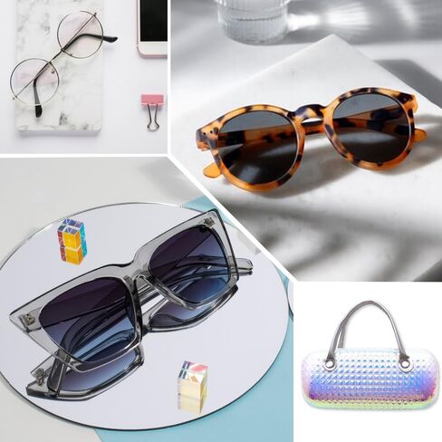 حافظة نظارات كرتونية لطيفة للفتيات والأطفال مقاومة للماء، مع مقبض، تصميم بنمط ماسي فاخر، تخزين النظارات للنظارات الشمسية والنظارات والمكياج واللوازم المدرسية in Kuwait