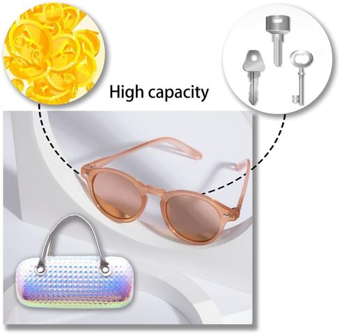 حافظة نظارات كرتونية لطيفة للفتيات والأطفال مقاومة للماء، مع مقبض، تصميم بنمط ماسي فاخر، تخزين النظارات للنظارات الشمسية والنظارات والمكياج واللوازم المدرسية in Kuwait