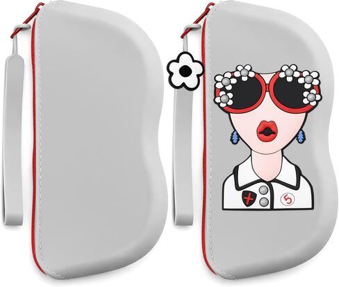 FEISEDY 2Pack Cartoon Silicone Glasses Pouch with Carrying Strap Cute Protective Eyewear Case for Travel B0386 in Saudi Arabia