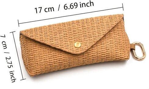 Woven Straw Glasses Case Straw Sunglasses Case Hard Shell Travel Pouch Boho Rattan Protective Sunglass Organizer Holder in Saudi Arabia